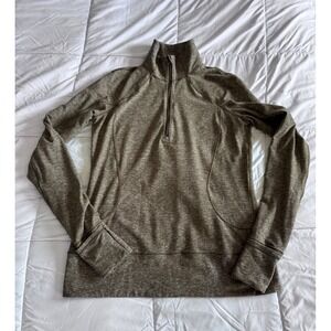 Lululemon Rush Hour Womens 8 Half Zip Pullover Heathered Military Green EUC